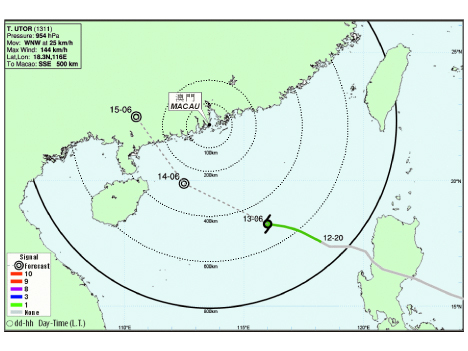 8月13日午前6時現在の台風「ウトア」の位置 (c) SMG