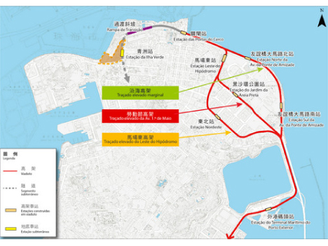 マカオ半島北ルート3案（運輸基建辦公室）