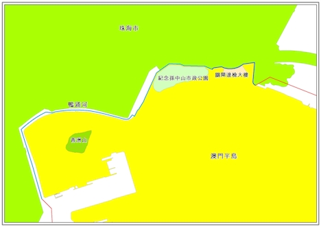 マカオ特別行政区政府が12月20日に公布したマカオ行政区域概略図の陸地部分拡大版（図版：GCS）