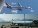 豪カンタス航空と香港キャセイパシフィック航空(資料)—本紙撮影