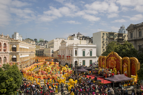 マカオ旧市街にある世界遺産・セナド広場で開催された春節イベントの様子＝1月28日（写真：MGTO）