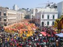 昨年(2018年)の旧正月にマカオ半島の歴史市街地区で開催された祝賀イベントの様子(資料)=2018年2月16日(写真:GCS)