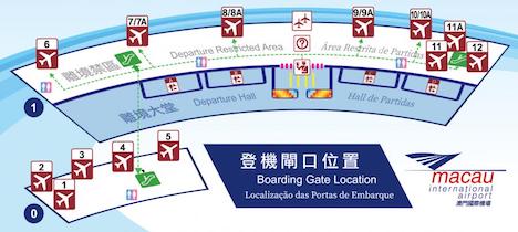 マカオ国際空港出発フロアの新たなゲートナンバー（写真：CAM）