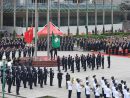 マカオ返還19周年記念日の午前に開催された国旗・区旗掲揚式=2018年12月20日、金蓮花広場(写真:GCS)