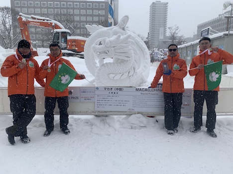 さっぽろ雪まつりの国際雪像コンクールで準優勝に輝いたマカオ代表の作品＝北海道札幌市（写真：MGTO）