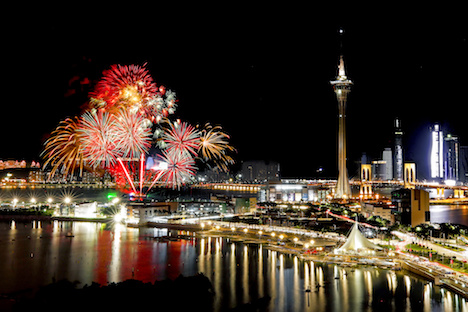 「第30回マカオ花火コンテスト」第1夜のマレーシア代表による花火＝2019年9月7日（写真：GCS）