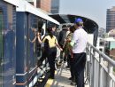 コタイ地区にあるマカオLRTタイパ線の東亞運駅で実施された消防訓練の様子=2019年10月17日(写真:マカオ消防局)